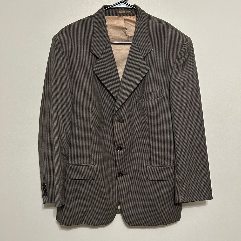 Cadet Men's Sports Coat 42S Wool Blazer Brown Houndstooth Business Casual Jacket